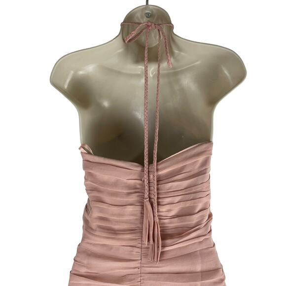 Veronica Beard Lucine Ruched Silk Halter Neck Maxi Dress Size 12 - Picture 9 of 13